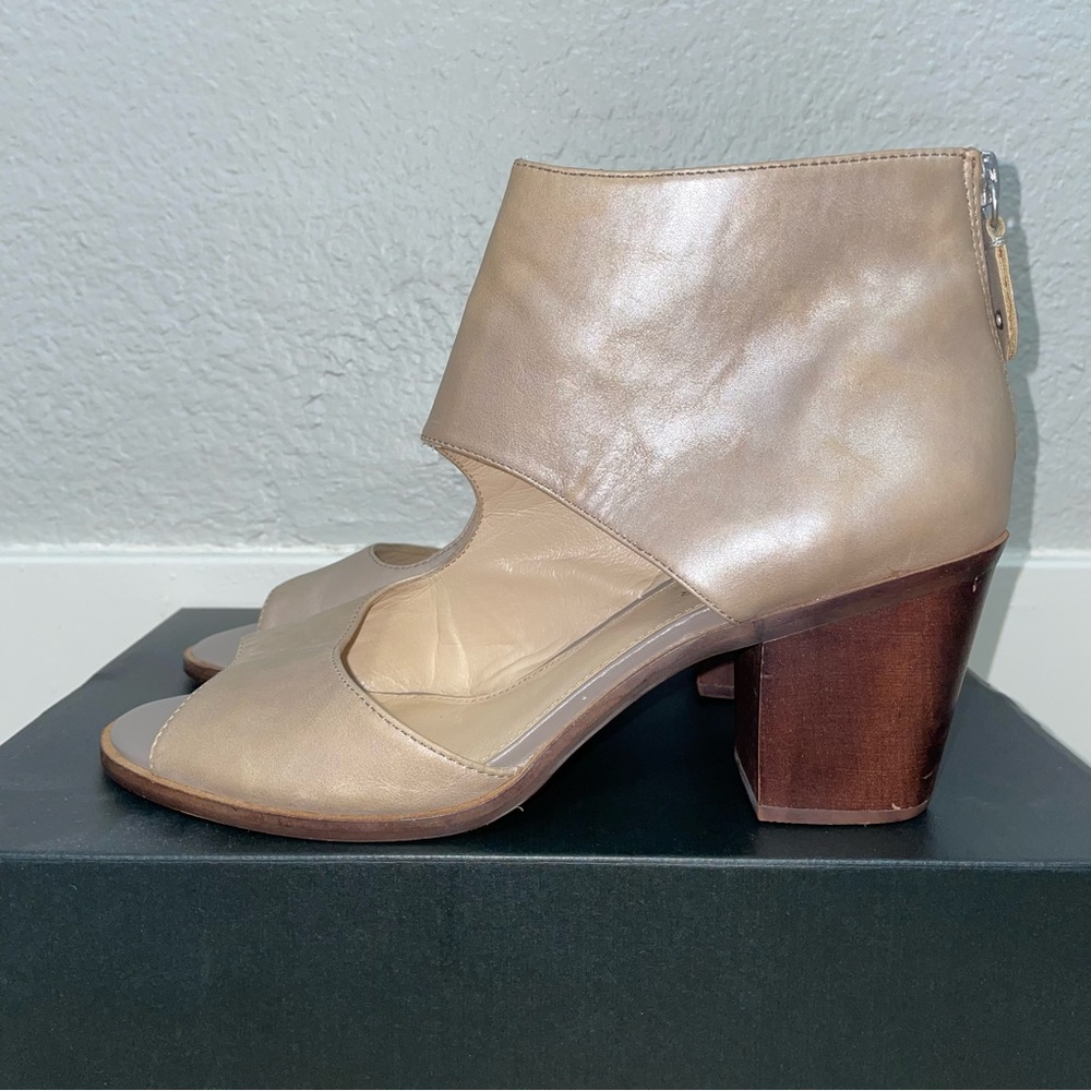 KDB Kelsi Dagger Brooklyn Tan Ankle Boots Open Toe With Zipper Size 8.5 - Picture 4 of 10